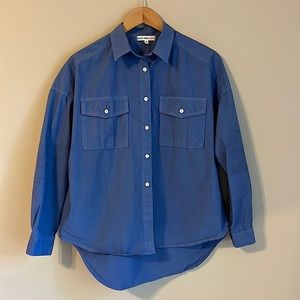 Blue Paper Cotton Button Down